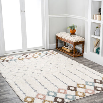 Pia Moroccan Trellis Plush Carved Area Rug